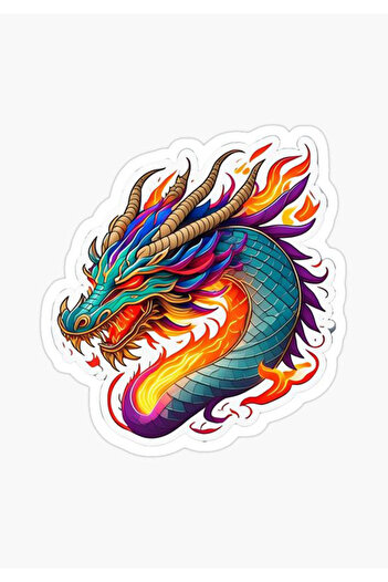 MegaSticker Autocolant Dragon Colorat 13x10 Cm - Mașină, Motocicletă, Cască, Laptop, Sticlă