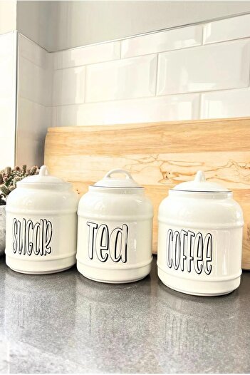 İLİVA 3' lü Tea Sugar Coffee Saklma Kabı Kavanozu Seti