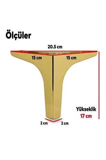 Badem10 Sedef Luxury Furniture Sofa Tv Unit Console Seat Leg 17 cm Gold Legs 4 Pieces