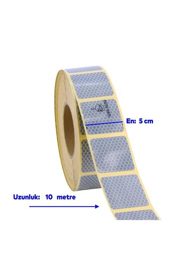 Badem10 White Reflective Phosphorescent Cut Strip Tape - Tuvturk Approved, 10 Meters (5 Cm), Warning Tape