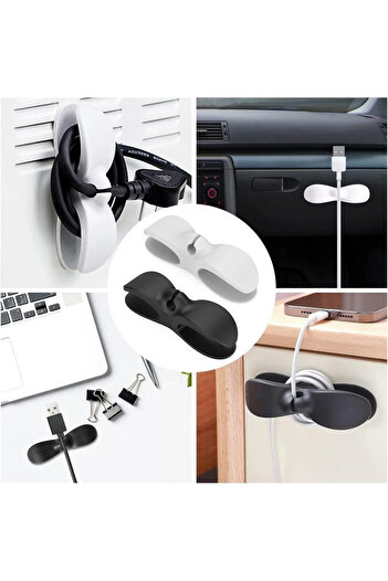 TİNEKE Airfryer Cable Organizer - Adhesive, Multi-purpose, Cable Collector Black 2 Pieces