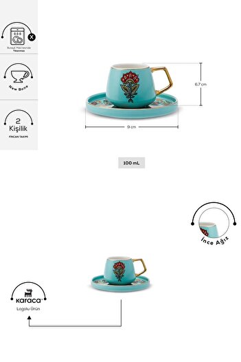 Karaca Set cești de cafea Karena pentru 2 persoane 100 ml