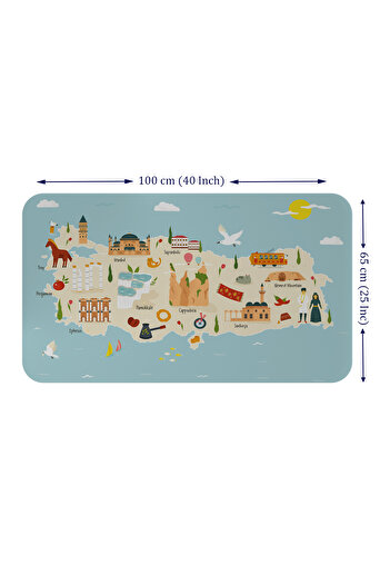 Dropcek eticaret Educational and Instructional Children's Room Turkey Map Wall Sticker - 60x105-3879