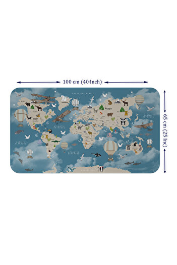 Dropcek eticaret Educational World Map World Atlas Children's and Baby's Room Wall Sticker -60x105-3827