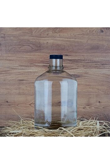 TAMU 5 Lt Glass Bottle Water and Oil Bottle Glass Bottle with Black Cap Glass Water Bottle