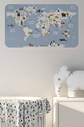 Dropcek eticaret Educational World Map World Atlas Children's and Baby's Room Wall Sticker - 60x105-3789