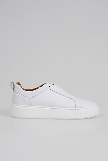 CZ London Genuine Leather Men's Rubber Tie Detailed Thick Sole Sneakers