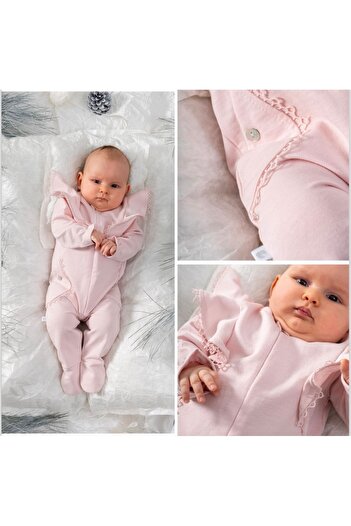 Caramell 100% Cotton Baby Rompers - Ruffle Detailed, Booties (1-3 and 3-6 Months), 6-9 and 9-12 Months Without Booties
