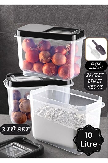 Alamut Home Multibox 10 Lt Multi-Purpose Food Container with Easy Sliding Lid, Pulses Storage Container 3 Pieces Detergent Holder Smoked