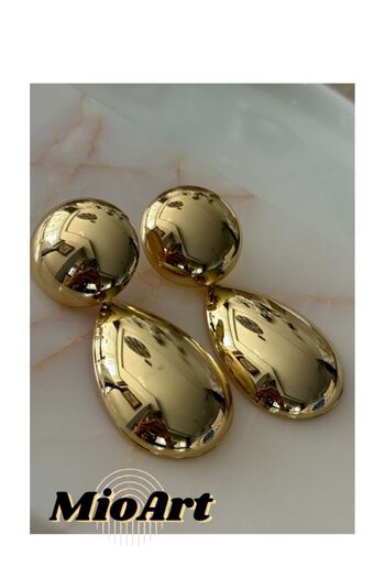 MioArt Gold Color Curved Earrings