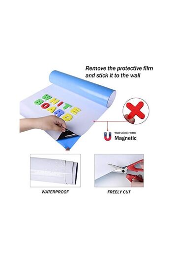Hdg 60x90 Cm White Board - Adhesive, Erasable Wall, Magnetic Message Chart, 4 Pens