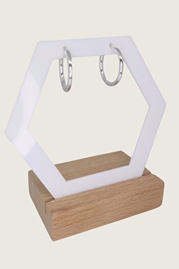 senfonijewelry Silver Color Hoop Design Steel Earrings
