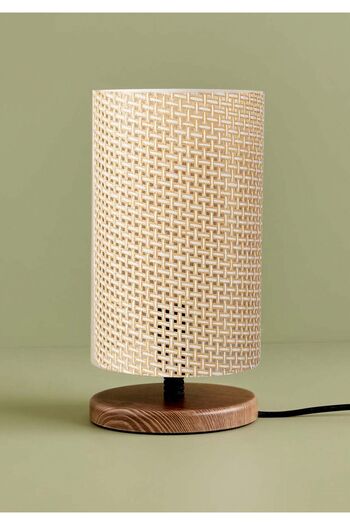 HOMİNG Original Wicker Headboard - Wooden Design Lampshade