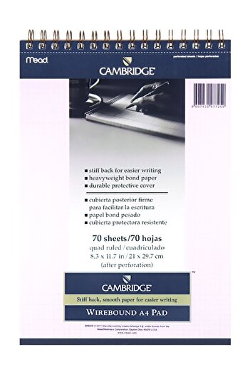 Mead Memo Pad A-4 Pink 70 Sheets Checkered M259418 Cambridge