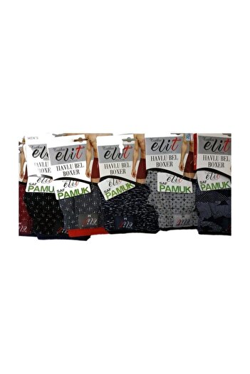 Tutku Elit Men's Towel Waist Mixed Pattern Boxer Pack of 6