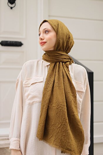 shalby Μπαμπού Crash Shawl Hijab Olive Brown