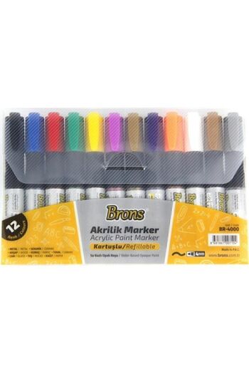 Brons Akrilik Marker Kalem Seti 12 Renk Br-4000