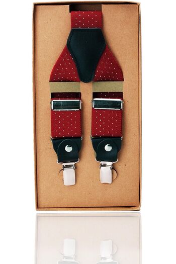 Kravatkolik Red Color Leather Connected Men's Trouser Strap Pan44