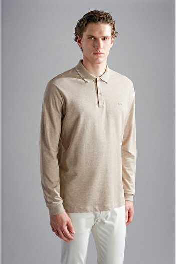 PAUL&SHARK Erkek Pamuklu Uzun Kollu  Günlük Kahverengi Polo Yaka T-Shirt 14311717-128