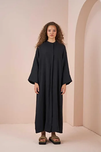 Mevra Black Muslin Ferace Dress