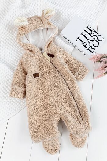 Babymod Welsoft Plush Hooded Winter Baby Onesie - Girl/boy