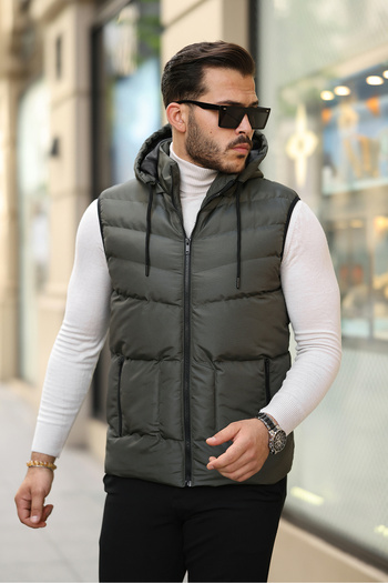 Rogyi Tekstil Men's Hooded Puffer Vest - Water and Windproof