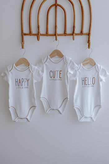 Lilabio 3-piece Short Sleeve 100% Organic Cotton Baby Bodysuit Set