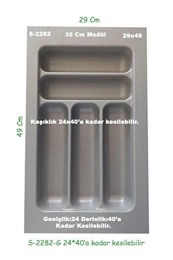 STARAX S-2282-g Çekmece Içi Plastik Kaşıklık Gri En:29-24 D:49-40 Cm Arası Kesilir 5 Göz