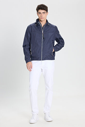 ALTINYILDIZ CLASSICS Men's Navy Blue - Standard Fit Stand Collar Coat