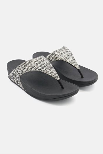Fitflop Women Lulu Shimmerweave Slip On Sandals, Black Combo