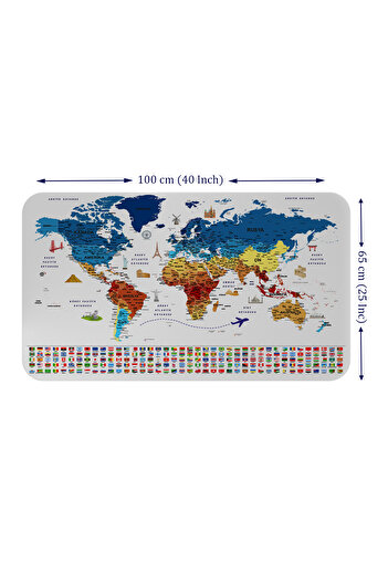 Dropcek eticaret World and Turkey Map - Children's Room Wall Sticker 60x105-3891