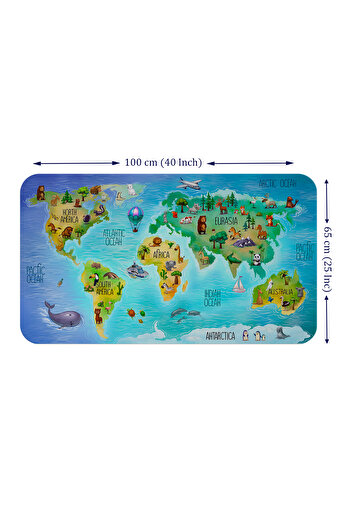 Dropcek eticaret Hartă educațională a lumii Atlas mondial Autocolant de perete pentru cameră pentru copii și bebeluși -60x105-3800