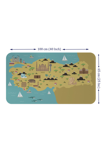 Dropcek eticaret Educational and Instructional Children's Room Turkey Map Wall Sticker - 60x105-3877