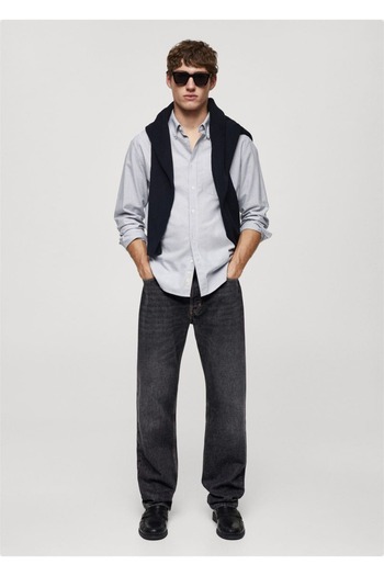 MANGO Man Dark Colored Relaxed Cut Wash Jeans