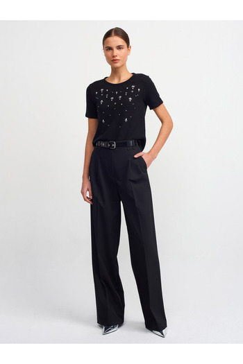 Dilvin 30897 Tricou cu pietre strălucitoare-Negru