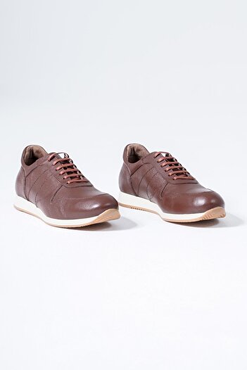 CZ London Brown - Genuine Leather Men's Sneakers Lace-Up White Sole Sneakers