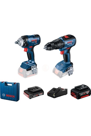 Bosch GDS 18V-400 + GSB 18V-50 Akülü Darbeli Somun Sıkma ve Darbeli Delme Vidalama Seti