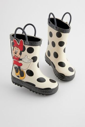 Next Baby Black and White - Minnie Mouse Patterned Waterproof Rain Boots