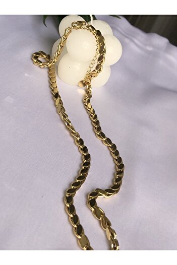 yadeco jewellery Kararmaz Çelik 60 cm Arpa Pullu Zincir (+5cm uzatma zincirli)