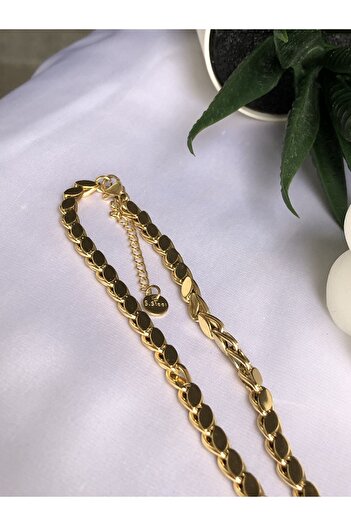 yadeco jewellery Kararmaz Çelik 60 cm Arpa Pullu Zincir (+5cm uzatma zincirli)
