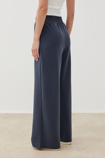 Tailors Room Navy Blue Modal Palazzo Pants
