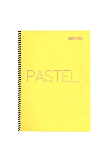 Mynote Caiet pastel Copertă Pp spiralată 80yp Linie A4 (Hârtie galbenă care nu încătuiește ochi)