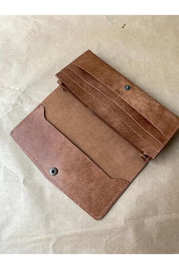 ALESTA LEATHER Handmade Genuine Italian Leather Women's Portfolio Wallet with Phone Compartment