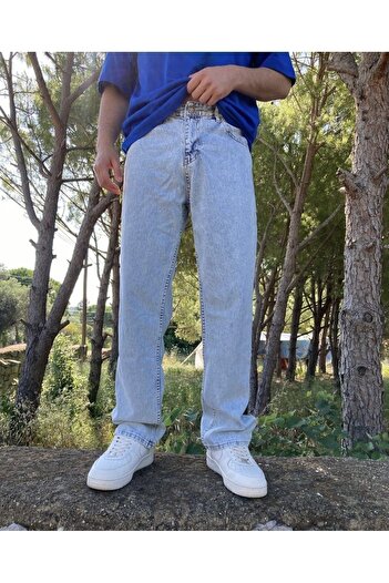 oraystore Washed Ice Blue φαρδύ παντελόνι
