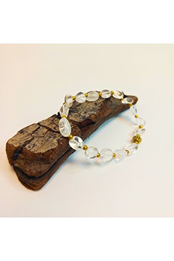 ayrestyle Flexible and Special Design - Crystal Quartz and Yellow Bead Detail Bracelet