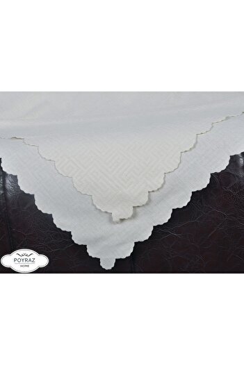 POYRAZ Matte Patterned Chenille Ecru Double Sided Sofa Sofa Bed Cover Shawl