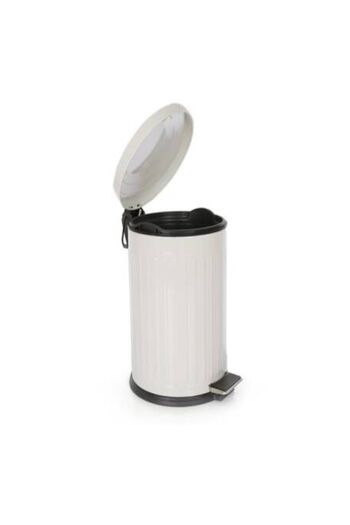 REYKA HİJYEN 16 Liters Pedal Vitange Striped Pattern White, Metal Trash Can