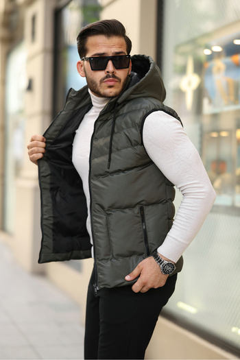 Rogyi Tekstil Men's Hooded Puffer Vest - Water and Windproof