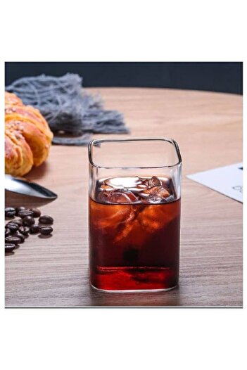 Delisoga 6 Pieces Rectangular Heat Resistant Borosilicate Trend Soft Drink Glass Square Cup 220 Cc