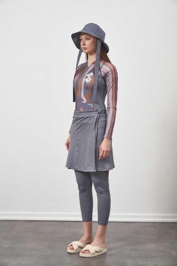 Mevra 3 τεμαχίων Ethnic Hijab Μαγιό - Μαγιό, Καλσόν, Φούστα, Γκρι